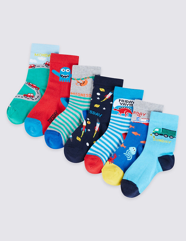 7 Pairs of Freshfeet™ Socks (1-6 Years) Image 1 of 1