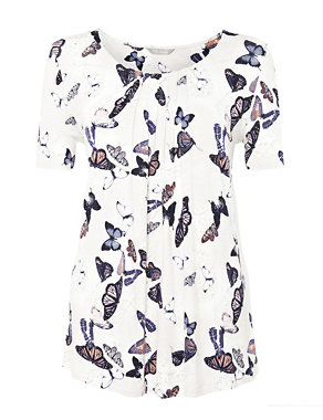 7 Pleat Butterfly Print Top with StayNEW™ Image 2 of 5
