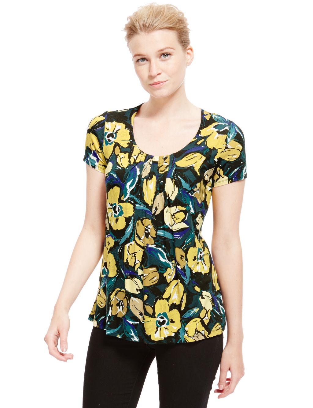 7 Pleat Camouflage Floral Top 2 of 4