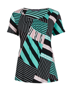 7 Pleat Mixed Stripe Jersey Top Image 2 of 4