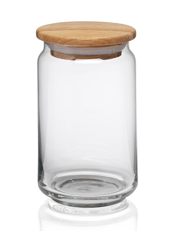 750ml Oak & Glass Storage Jar Image 1 of 1