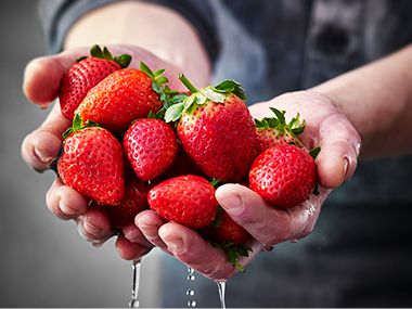 A handful of strawberries