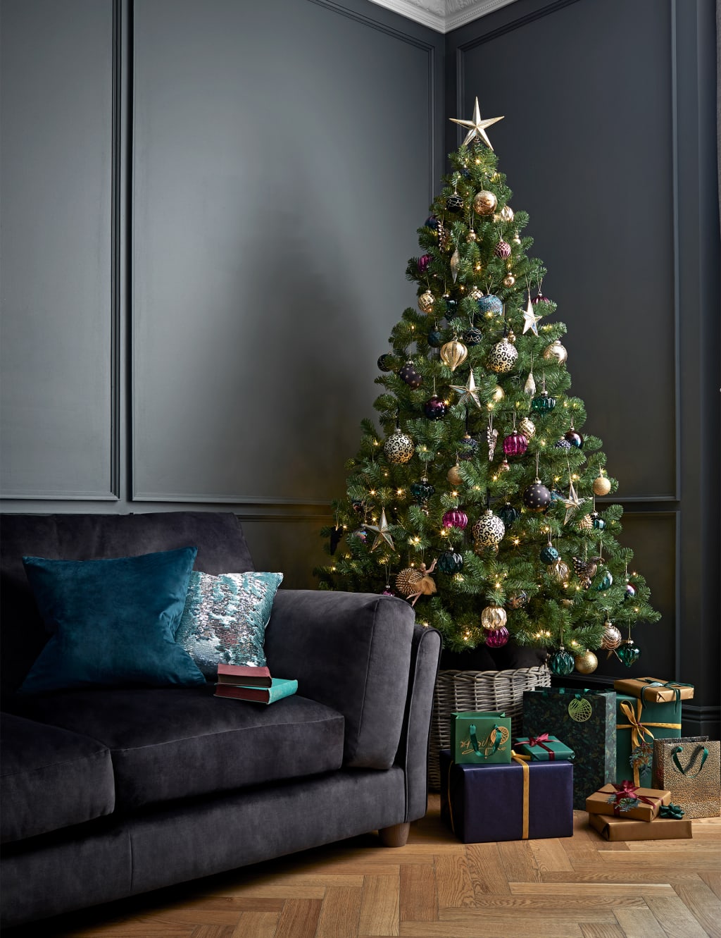 7ft Pre Lit Nordic Spruce Christmas Tree M&S