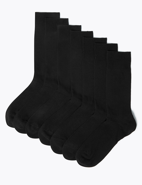 39.5-41.5 7 PAIRS OF BLACK M&S FRESHFEET COTTON SOCKS size 6-7.5 BNWT 