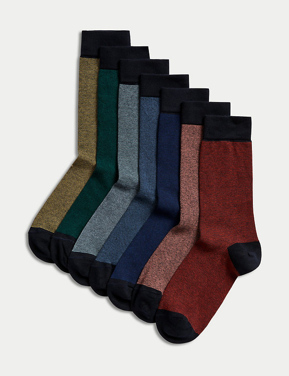 7pk Cool & Fresh™ Striped Cotton Rich Socks Image 1 of 2