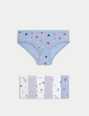 7pk Cotton Rich Fruit Print Knickers (2-12 Yrs) Image 1 of 1