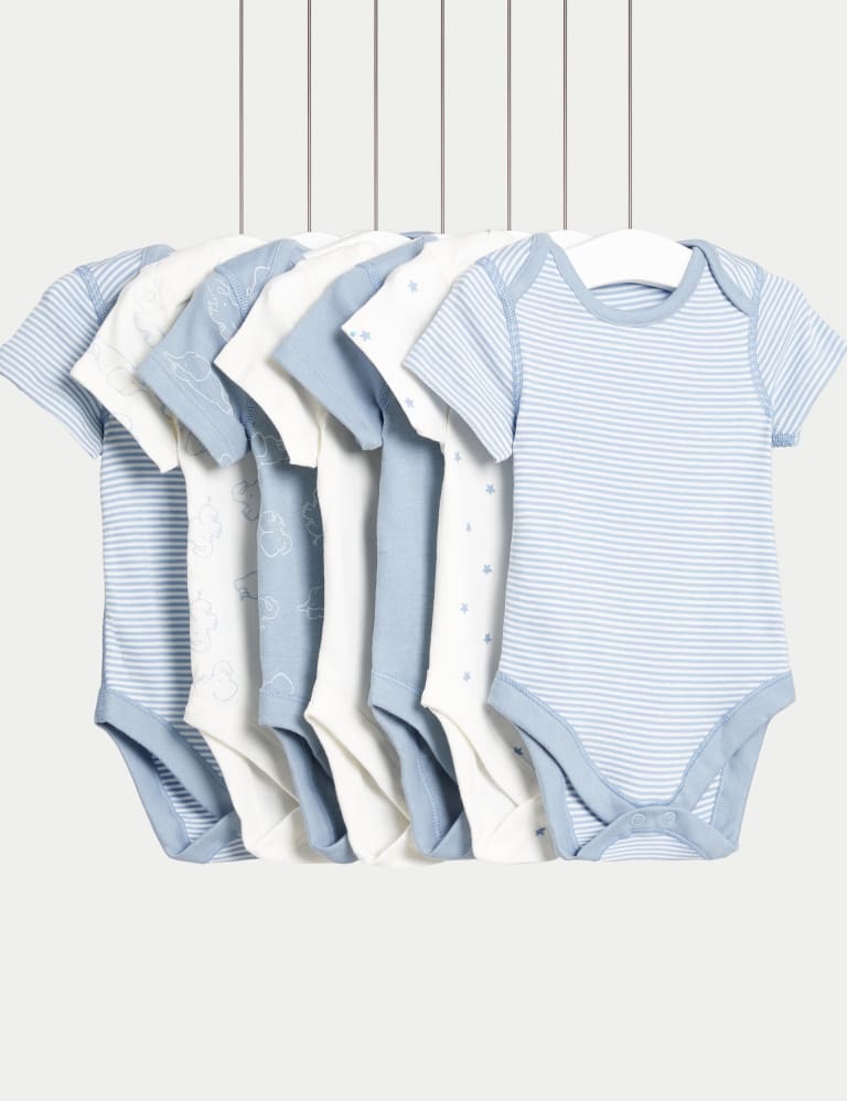 7pk Pure Cotton Bodysuits (5lbs-3 Yrs) 1 of 10