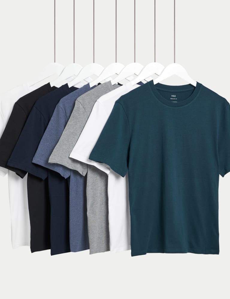 7pk Pure Cotton Crew Neck T-Shirts | M&S Collection | M&S