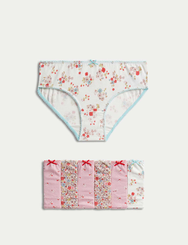 7pk Pure Cotton Floral Knickers (212 Yrs) M&S Collection M&S