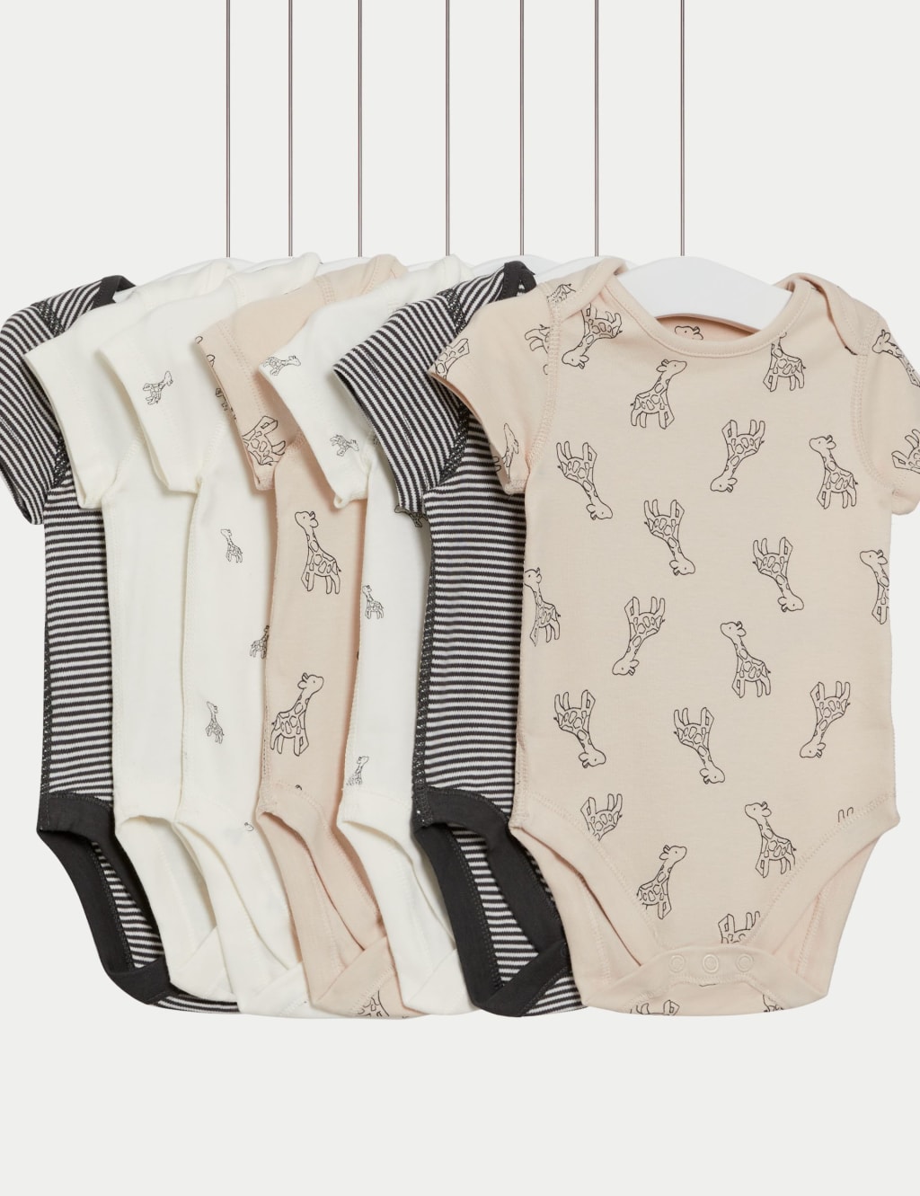 5pk Pure Cotton Striped Bodysuits (0-3 Yrs)