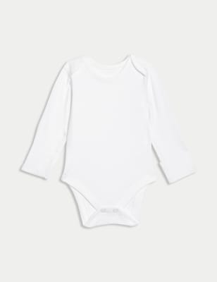 7pk Pure Cotton Long Sleeve Bodysuits (5lbs-3 Yrs), M&S Collection