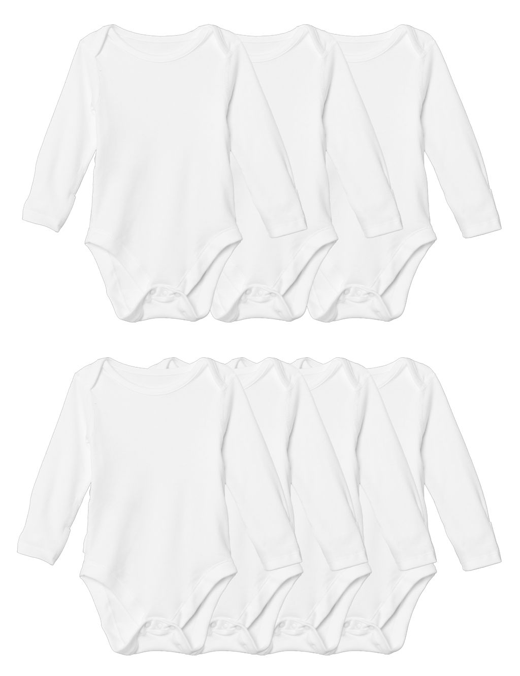 7pk Pure Cotton Long Sleeve Bodysuits (5lbs-3 Yrs) 5 of 7