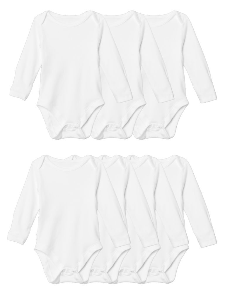 7pk Pure Cotton Long Sleeve Bodysuits (5lbs-3 Yrs) 7 of 7