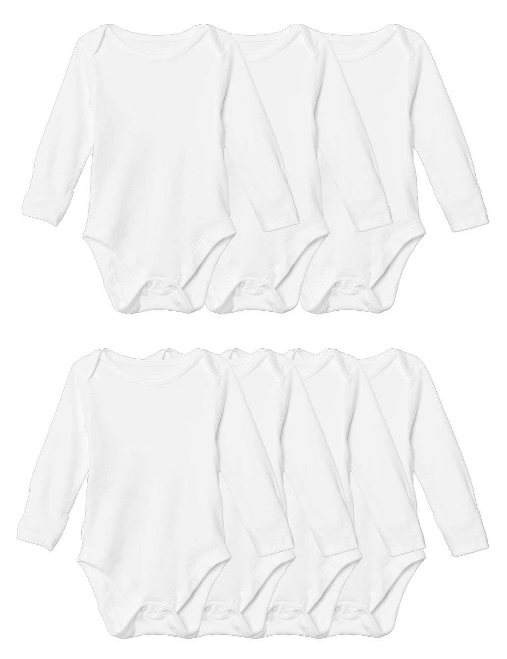 7pk Pure Cotton Long Sleeve Bodysuits (5lbs-3 Yrs) 6 of 8