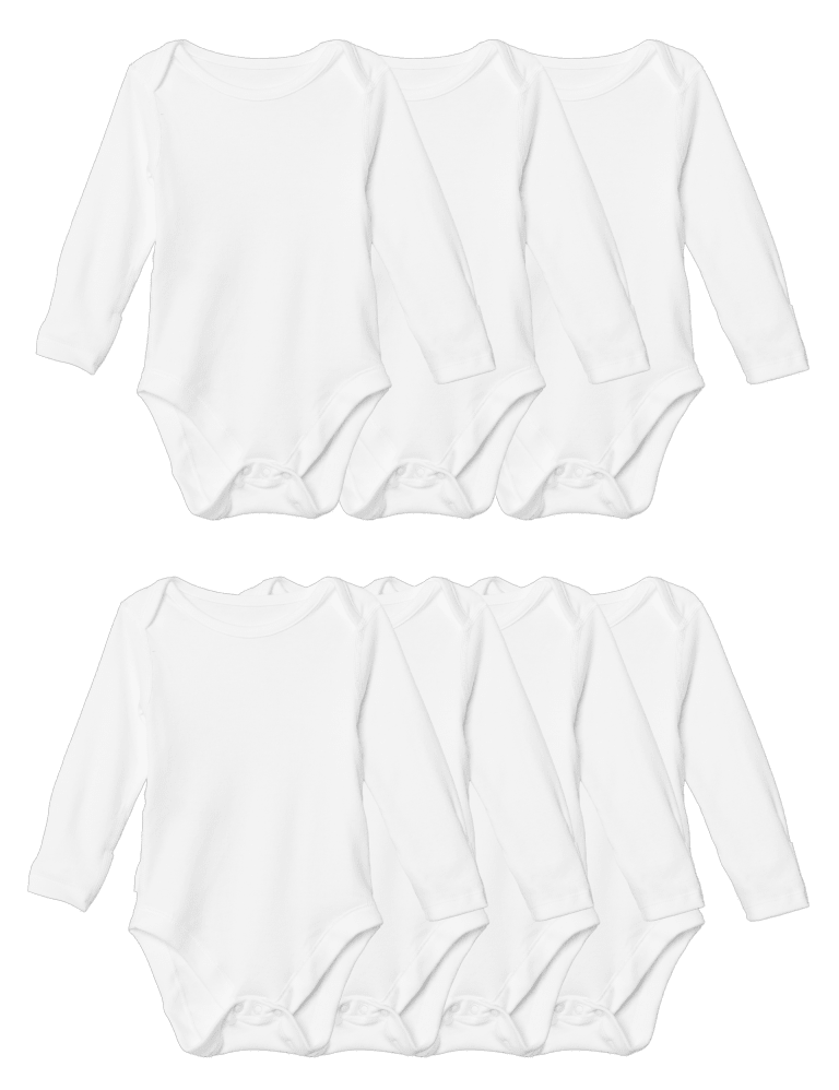 7pk Pure Cotton Long Sleeve Bodysuits (5lbs-3 Yrs) 8 of 8