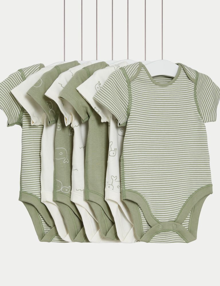 7pk Pure Cotton Patterned Bodysuits (0-36 Mths) 1 of 5