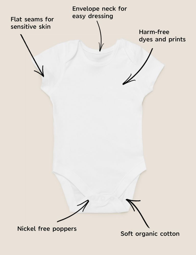 7pk Pure Cotton Short Sleeve Bodysuits (5lbs-3 Yrs) 9 of 9