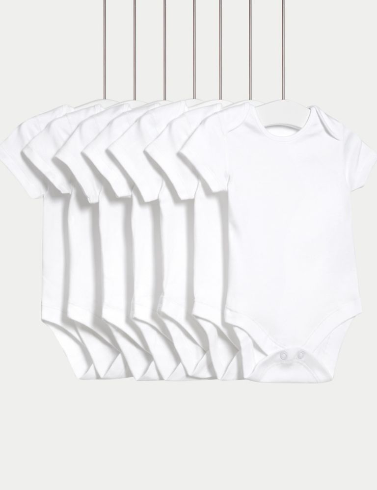 7pk Pure Cotton Short Sleeve Bodysuits (5lbs-3 Yrs) 1 of 9