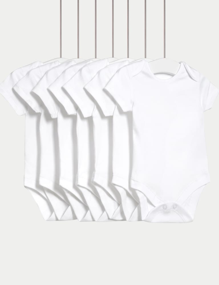 7pk Pure Cotton Short Sleeve Bodysuits (5lbs-3 Yrs) 1 of 9