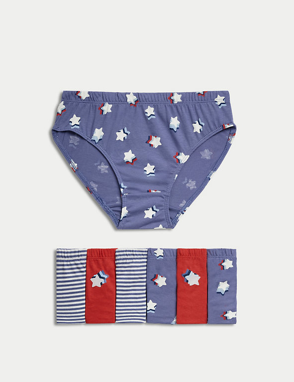 7pk Pure Cotton Striped Star Briefs (2-8 Yrs) Image 1 of 1