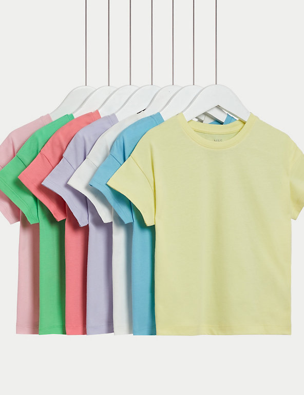7pk Pure Cotton T-Shirts (2-8 Yrs) Image 1 of 1