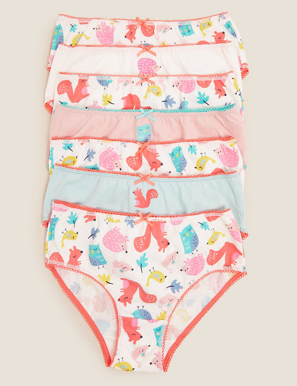 7pk Pure Cotton Woodland Animal Knickers (2-16 Yrs) Image 1 of 1