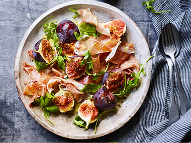 Fig, parma ham and rocket salad