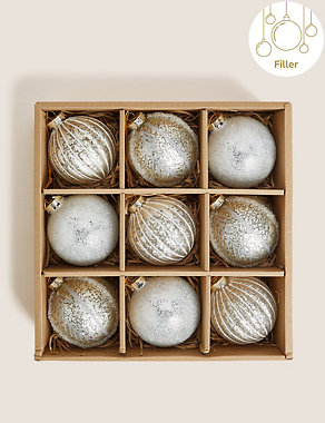 M&S Silver Glass Hanging Baubles