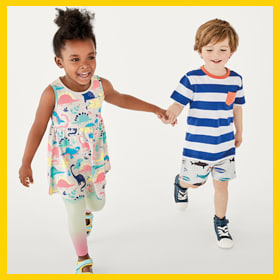Girl and boy wearing M&S kids' clothing