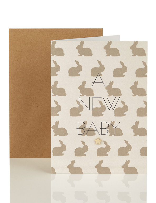 A New Baby Card Covered with Bunnies Image 1 of 2