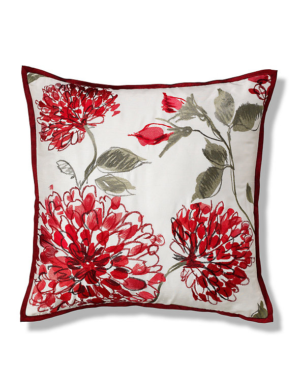 Abigail Embroidered Floral Cushion Image 1 of 2