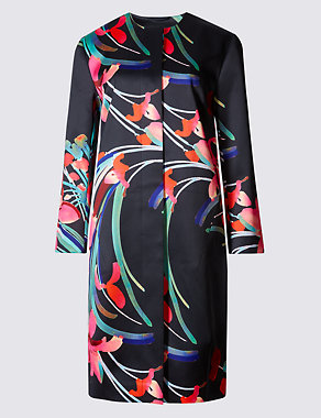 Abstract Floral Print Coat Image 2 of 4
