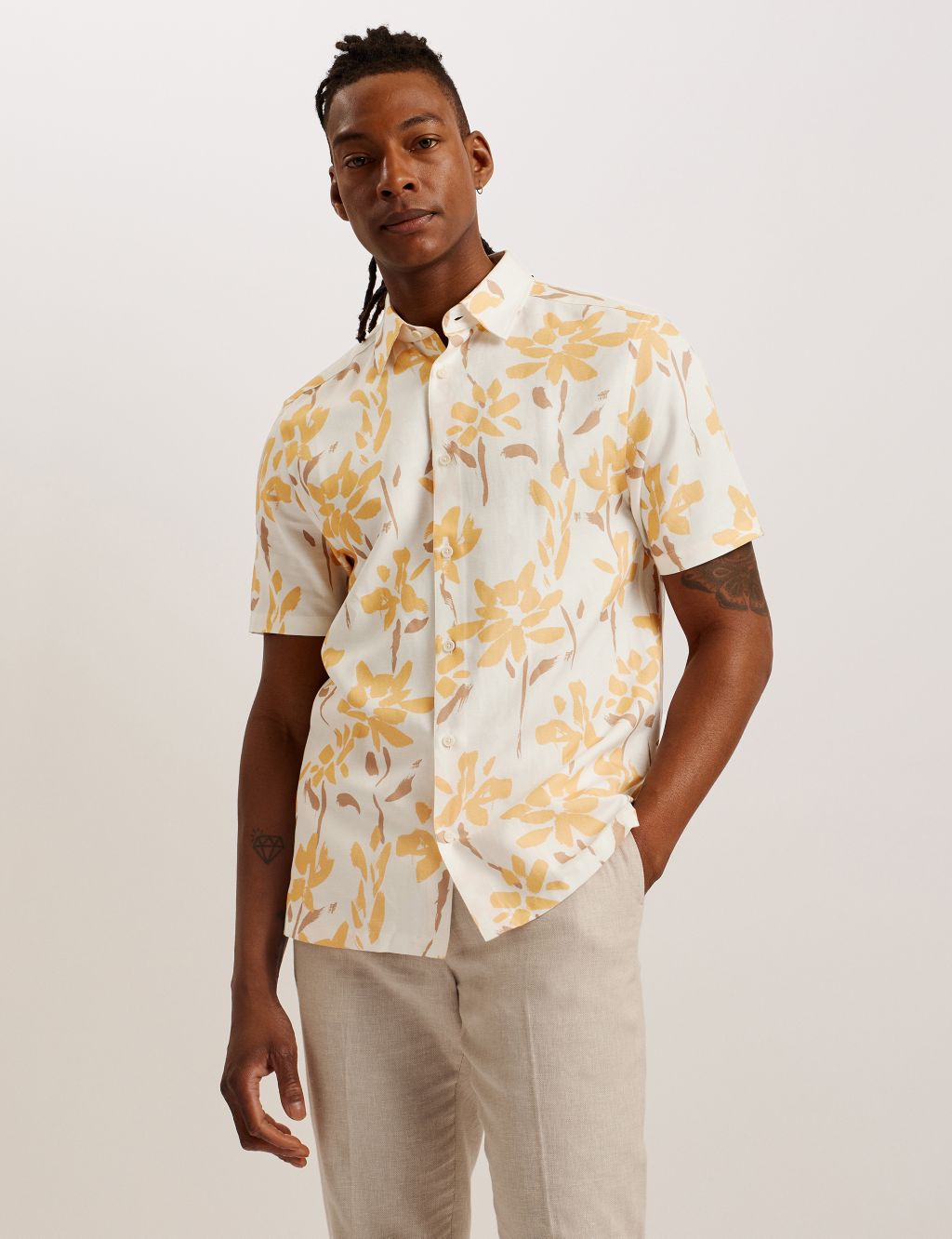 Abstract Floral Shirt with Linen 3 of 3