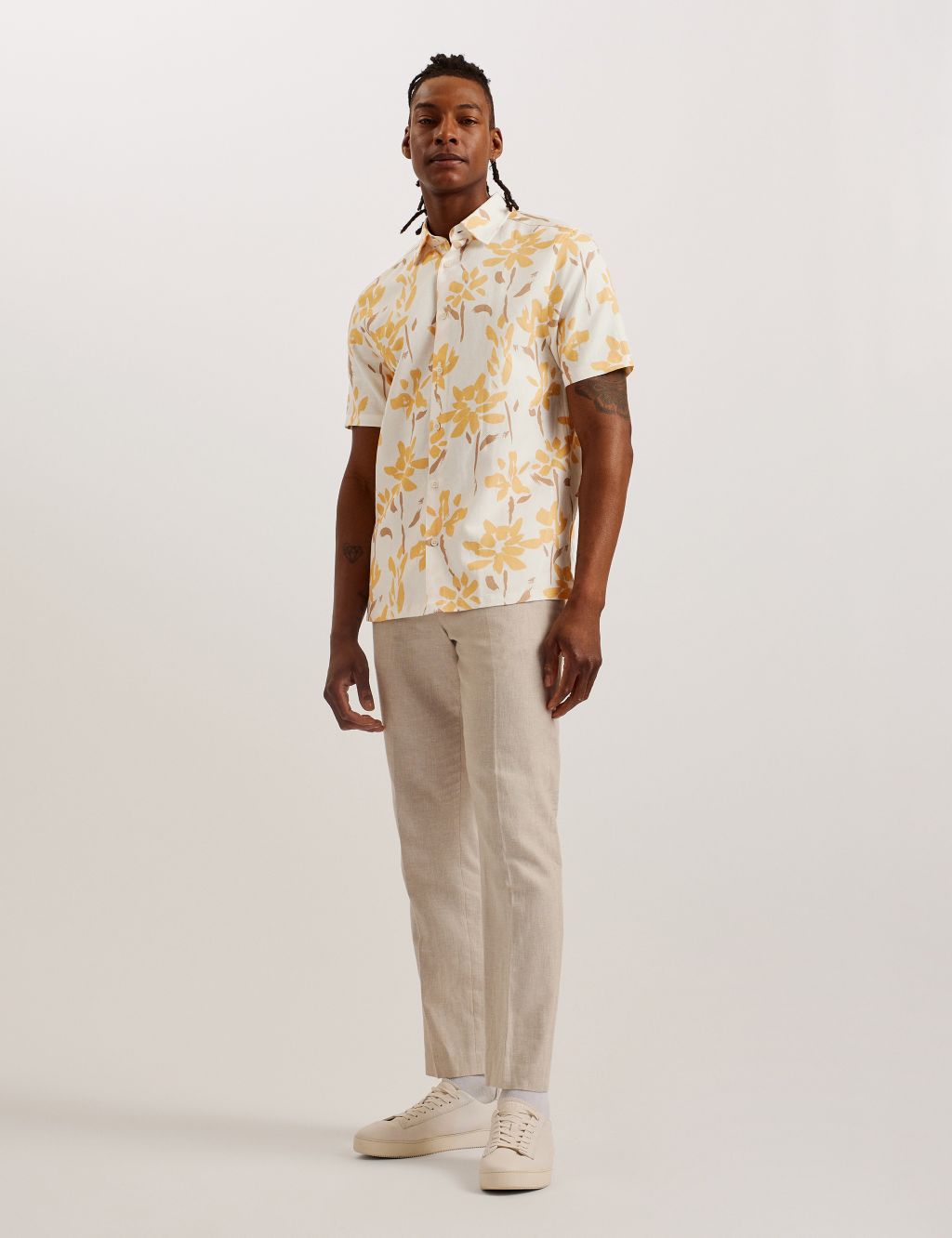 Abstract Floral Shirt with Linen 1 of 3