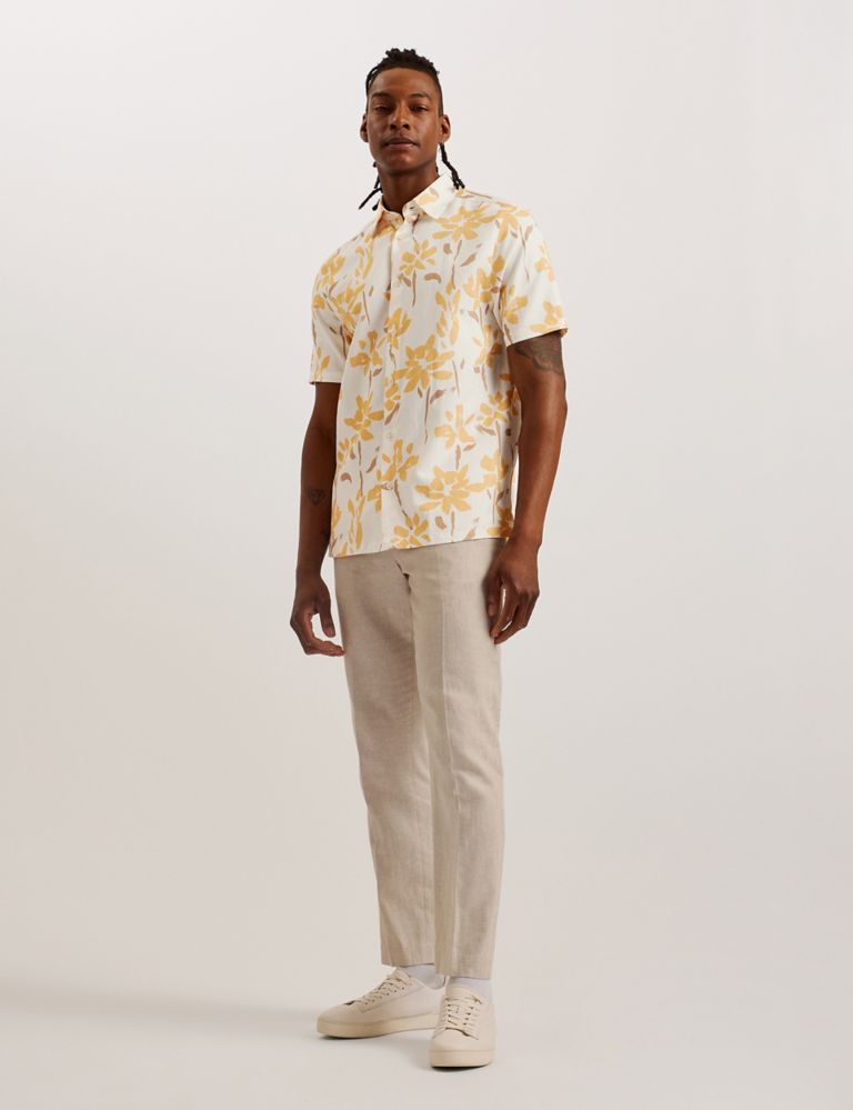 Abstract Floral Shirt with Linen 2 of 3
