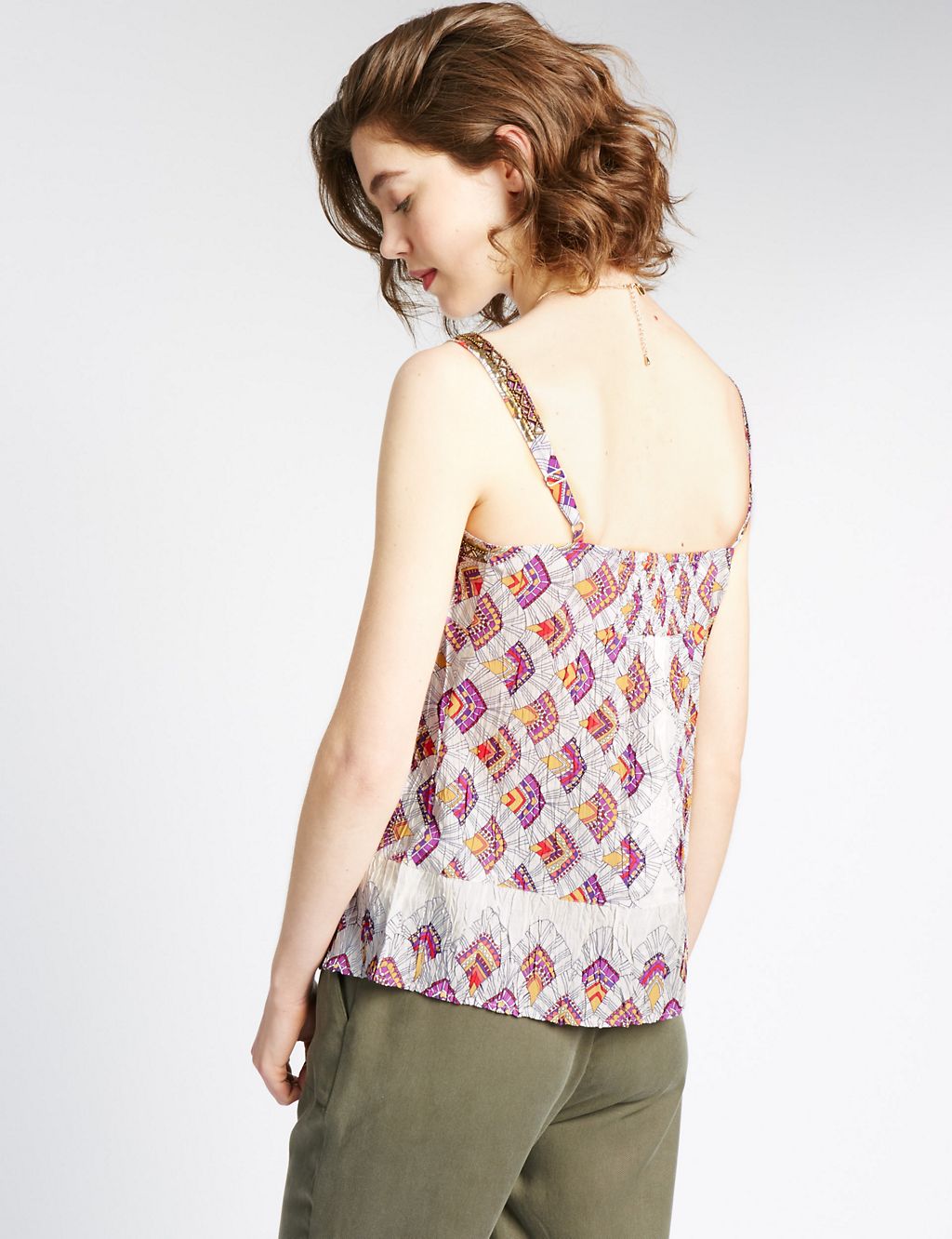 Abstract Print Bead Embellished Camisole Top 2 of 3