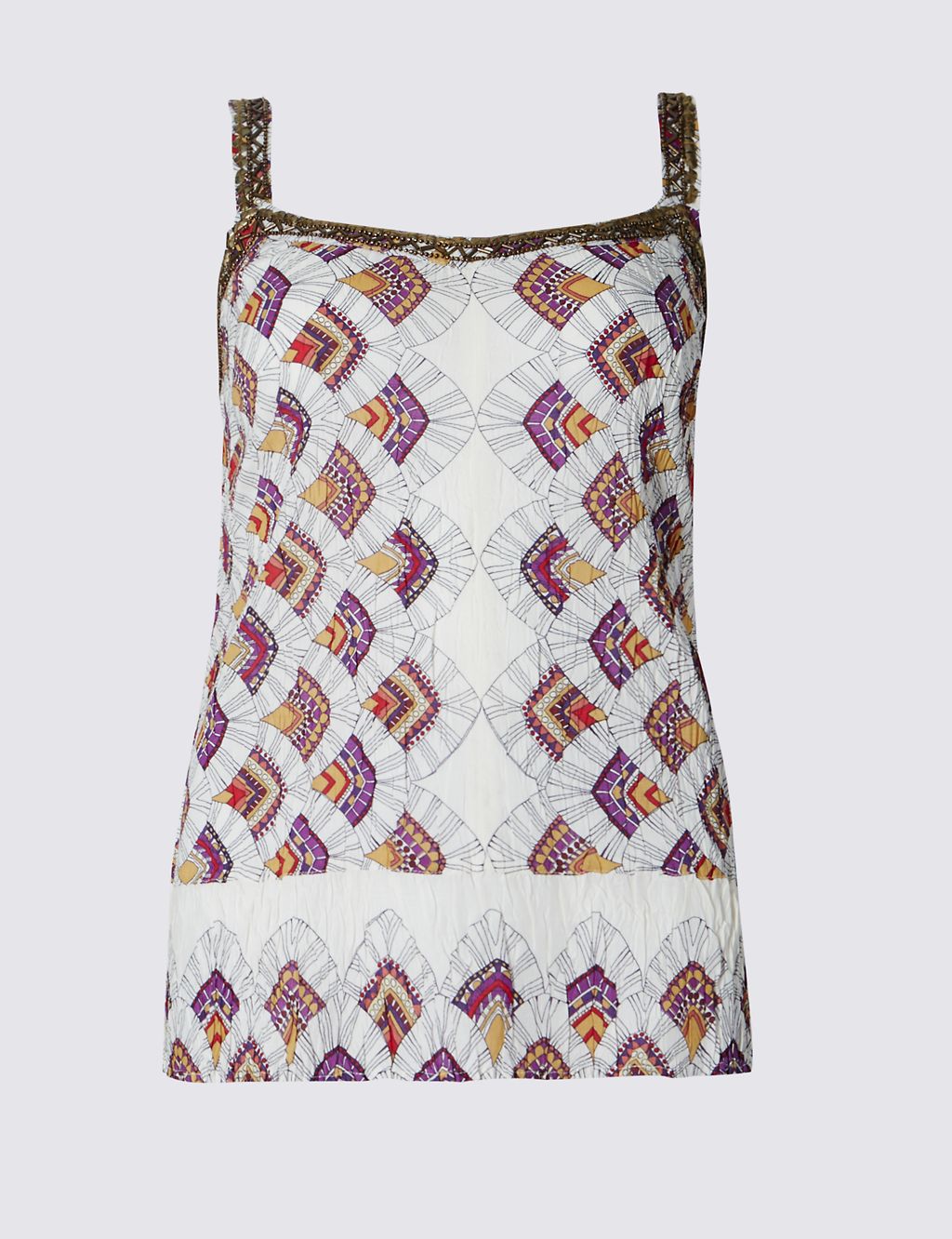 Abstract Print Bead Embellished Camisole Top 1 of 3