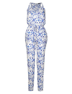 Abstract Print Belted Jumpsuit Image 2 of 5