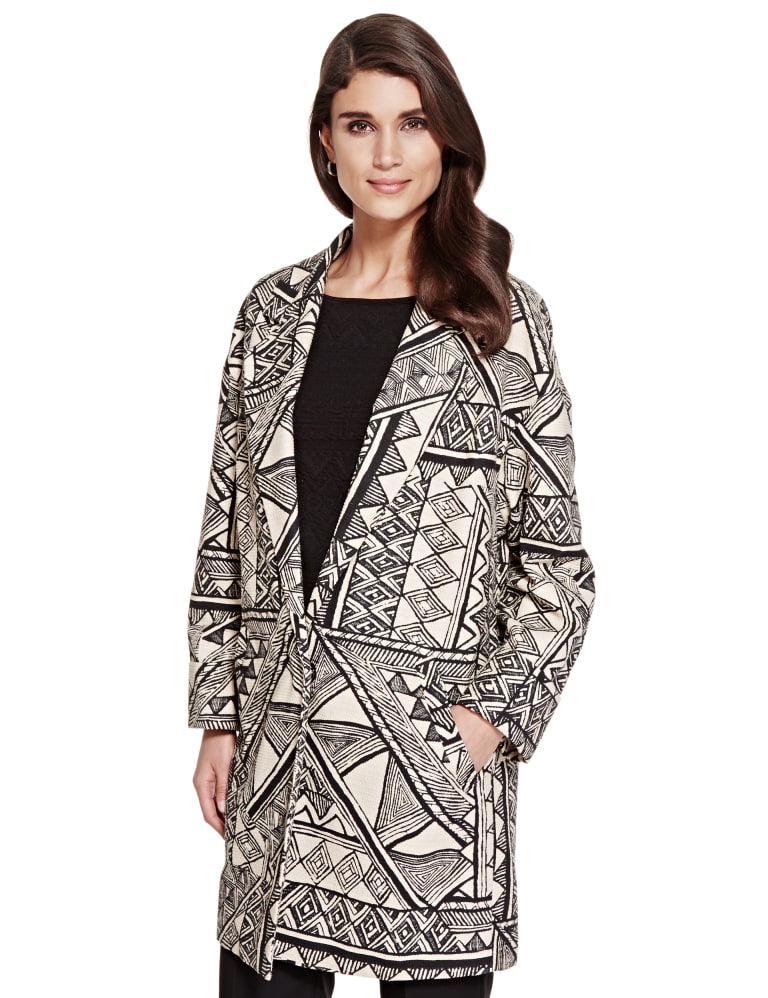 Abstract Print Coat Per Una M S