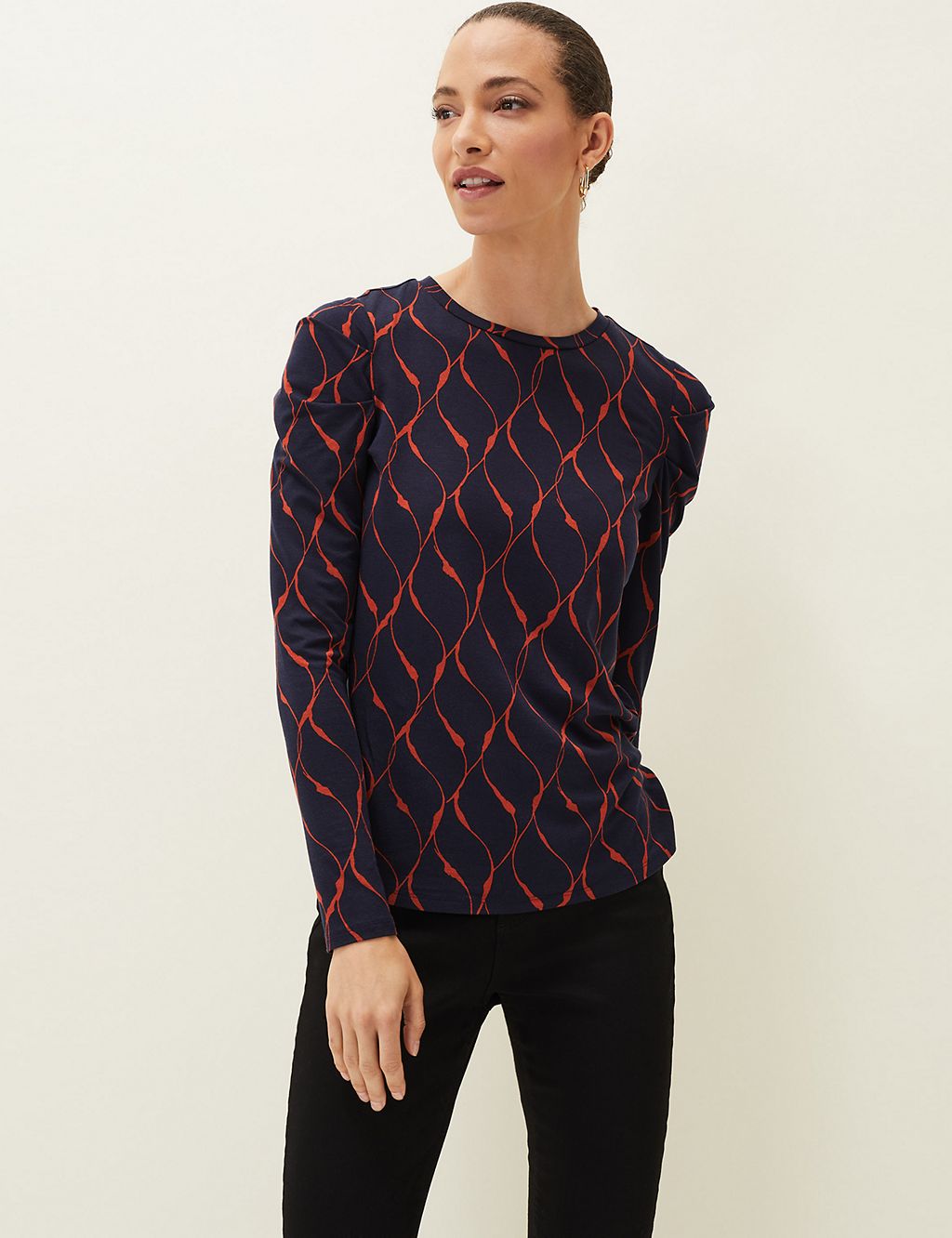 Abstract Print Crew Neck Long Sleeve Top 3 of 6