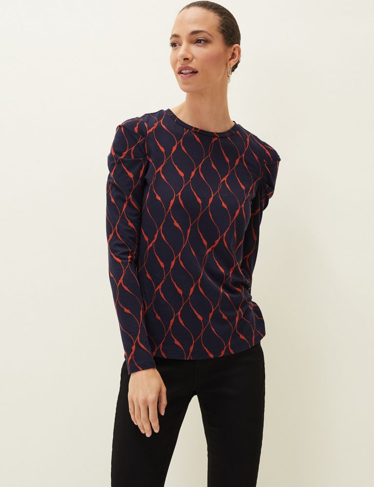 Abstract Print Crew Neck Long Sleeve Top 1 of 6