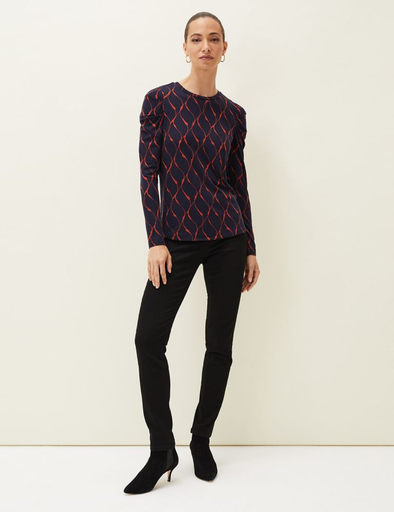 Abstract Print Crew Neck Long Sleeve Top 3 of 6