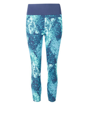 Abstract Print Panelled Cropped Leggings Image 2 of 5