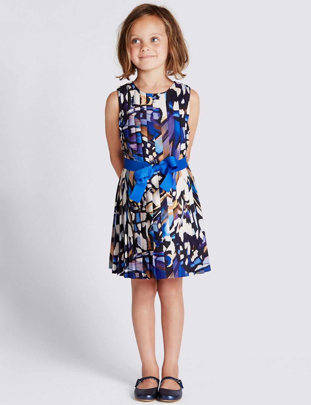 Abstract Print Pleated Dress (1-7 Years) 3 of 3