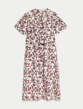 Abstract Printed Linen Midi Dress Image 2 of 7