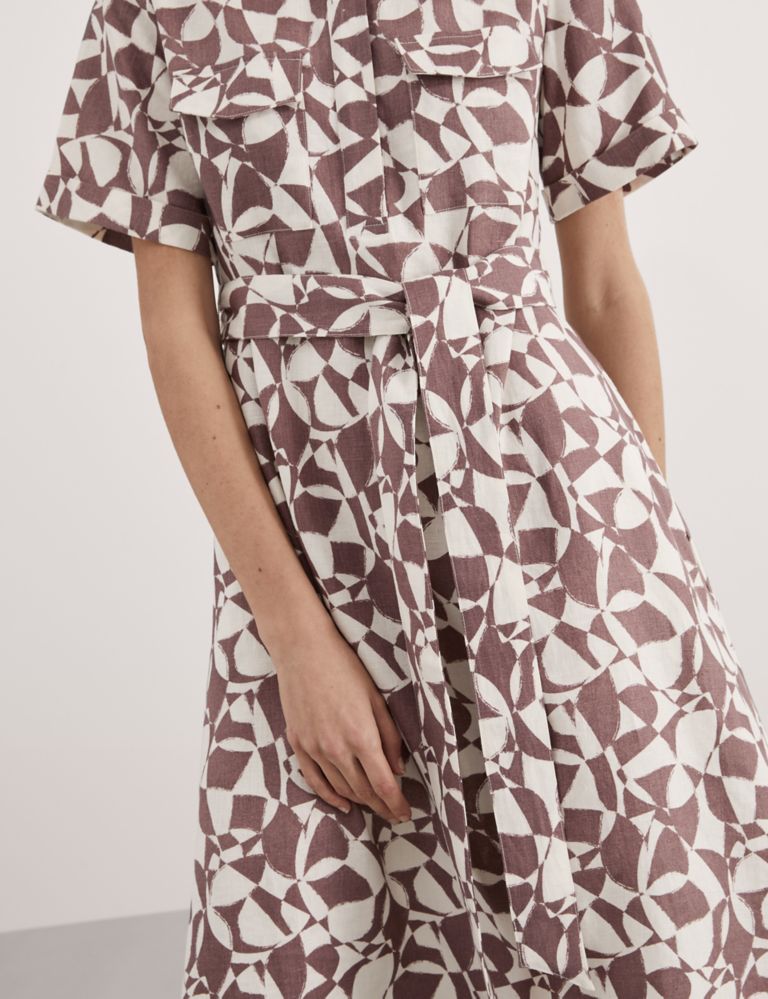 Abstract Printed Linen Midi Dress 4 of 7