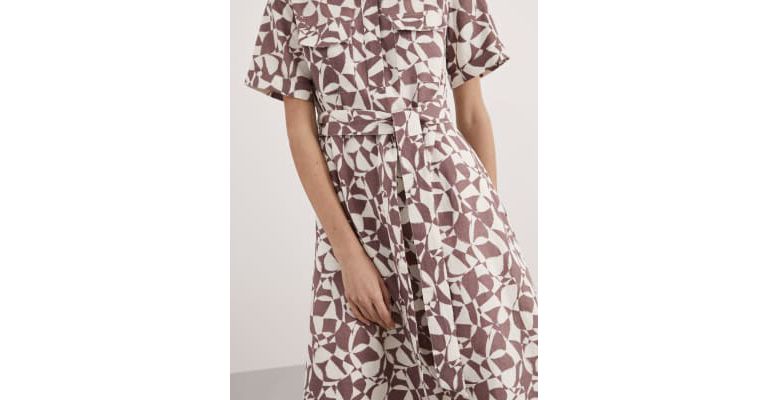 Abstract Printed Linen Midi Dress 4 of 7