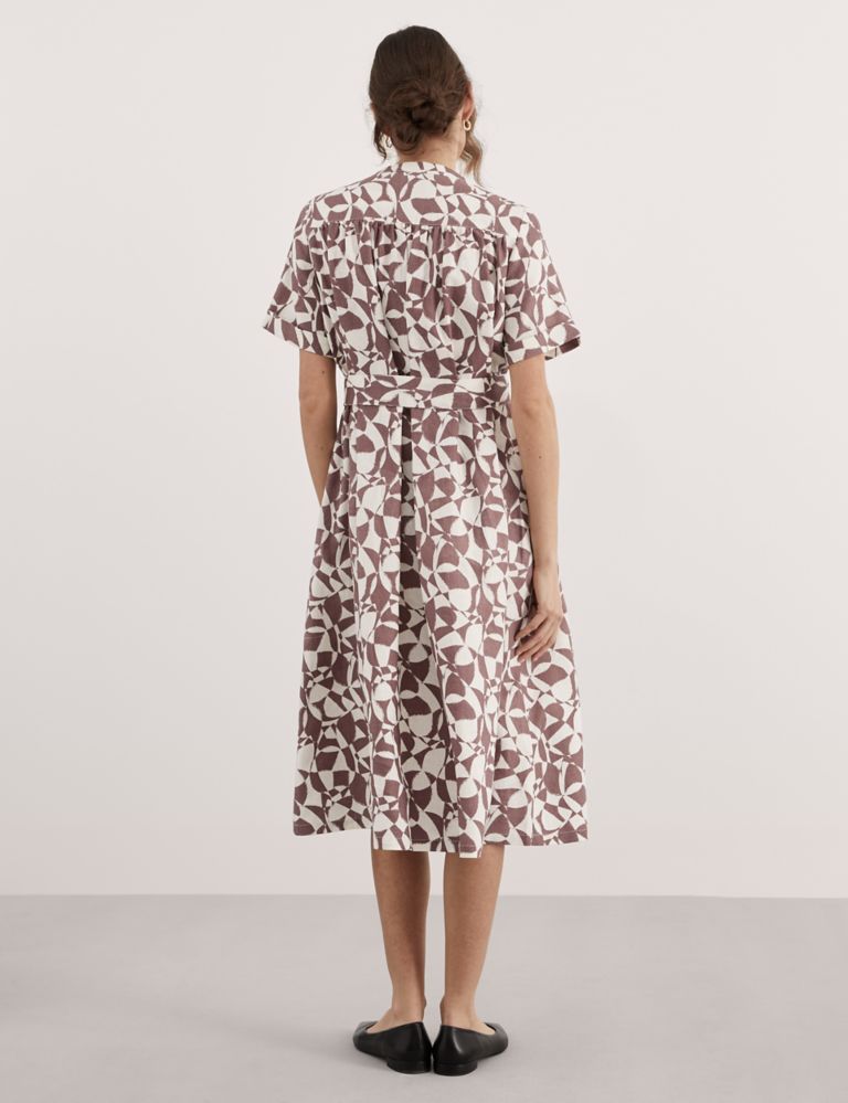 Abstract Printed Linen Midi Dress 6 of 7