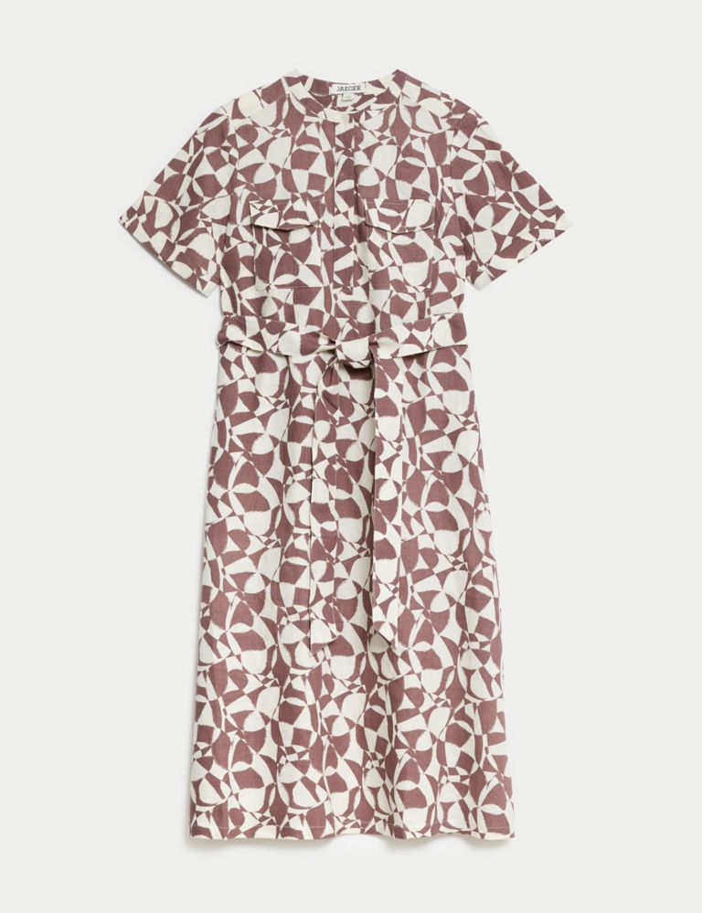 Abstract Printed Linen Midi Dress 3 of 7