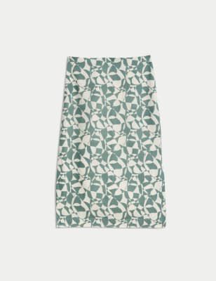 Abstract Printed Linen Skirt Image 2 of 6